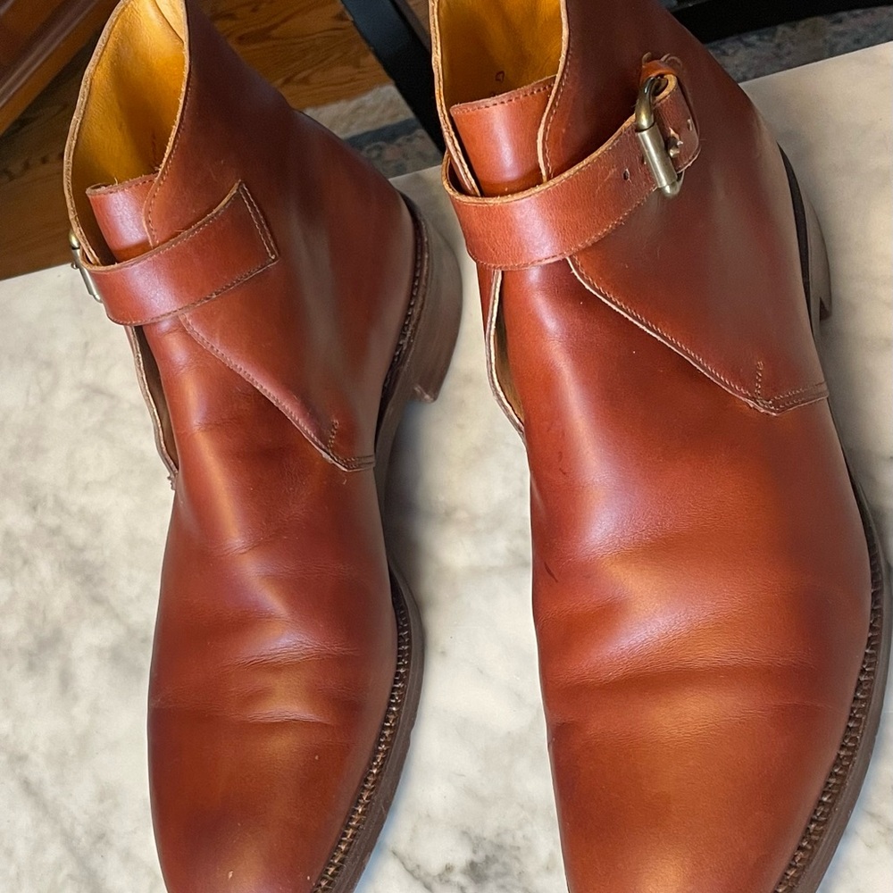 Handmade Crockett&Jones x Polo Ralph Lauren Brown Leather Desert Boots Mens 12D - Picture 2 of 15
